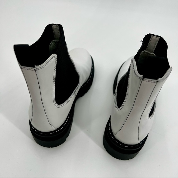 New Marc Fisher Patrick Ankle Boots Bootie Chelsea White Rubber Sole Moto 6.5 M - Picture 7 of 14